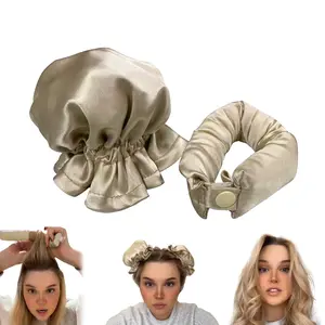 2023 NEW Design Heatless Hair Curlers No Heat Hair Rollers Curls Headband Sleep In with silk hair hat