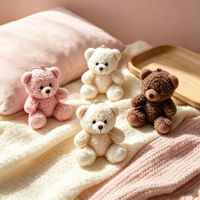 Adorable porte-clés en peluche ours en laine avec broderie cœur, super doux en polyester, breloque ours en peluche, ornement portable pour sac