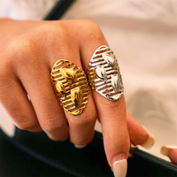 Anillo de Dedo Grande de Acero Inoxidable Hueco al por Mayor para Mujer, Impermeable, con PVD de 18K, Accesorios de Mano, Joyería de Moda, Regalo