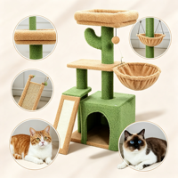Arbre à chat Cactus, griffoir, tour d'escalade pour chat en peluche et sisal avec hamac et niche intérieure