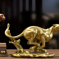 Figurine de lion en résine peinte à la main, sculpture animale marron, ornement décoratif pour salon, meuble TV, bureau, entrée