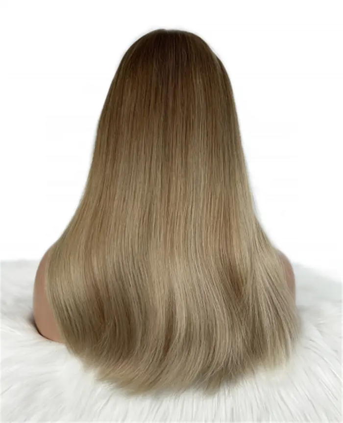 Livraison rapide Ashy Blonde dentelle suisse vierge humaine européenne russe cheveux 24 pouces 60cm de Long casher juif dentelle haut perruque