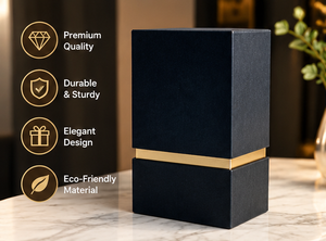 Boîte cadeau carrée noire avec bande dorée, couvercle amovible, insert renforcé, logo personnalisé, pour bijoux, cosmétiques, électronique, boîte cadeau de luxe - Product Image 5