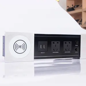 Livraison rapide nouveau design prise de chargeur mobile sans fil couvercle coulissant boîte de connectivité de table de conférence avec usb-c rj45 cat6