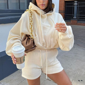 Personalizar logo primavera Casual mujer sudadera pantalones cortos sólido suelto Sudadera con capucha 2023 gran oferta alta calidad Sudadera con capucha para mujer - Product Image 3