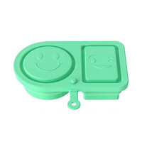 Boîte à lunch en silicone moderne rectangulaire portable à double compartiment, couvercle divisé pliable, chauffable, écologique, pour aliments
