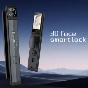 Novo design de chaveiro inteligente com senha inteligente para celular, cartão com impressão digital e vídeo, fechadura digital 3D facial