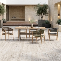 Ensemble de salle à manger de patio commercial toutes saisons, nouveau design en corde tressée, structure robuste en aluminium pour les lieux de restauration