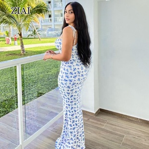 Abito Lungo Estivo da <span class=keywords><strong>Donna</strong></span> Elegante per Vacanze al Mare, Vestito Aderente Floreale da Strada - Product Image 4