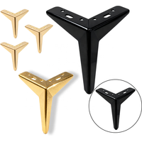 Pieds de meuble en fer robuste de 4 pouces Ensemble de 4 pieds triangulaires modernes Fauteuil de canapé de luxe en or