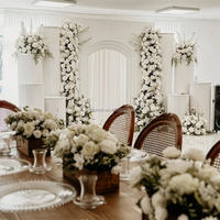 NIKA Décoration de toile de fond de mariage blanche en acrylique, Arche, Colonnes romaines ondulées, Socle à gâteau, Pilier de toile de fond