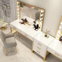 Mobilier de chambre à coucher moderne à bon prix, meuble de rangement avec lumière LED, couleur optionnelle, coiffeuse pour maquillage et coiffeuse avec LED