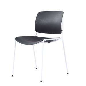 Chaise de salle à manger en plastique empilable moderne et économique avec pieds en métal pour l'école et l'atelier - Product Image 2