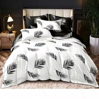 Parure de lit confortable en polyester doux pour la peau, imprimée, 3 pièces : housse de couette et taies d'oreiller, style appartement urbain