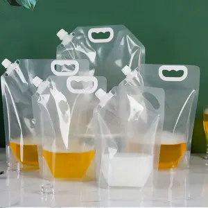 كيس تعبئة بلاستيك بمقبض 1 جالون 5 لتر مشروبات يمكن التخلص منها شرب ماء سائل