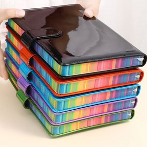 Carnet A5 en cuir PU imperméable, imprimé au laser, avec reliure cousue, pour l'école et la pratique, multicolore, motif tissu exquis - Product Image 1