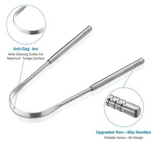 Raschietto per Lingua 2in1 in Acciaio Inox Antibatterico a Forma di <span class=keywords><strong>U</strong></span>, Rosa Oro e Argento, per Cura Orale Sana ed Ecologica - Product Image 2