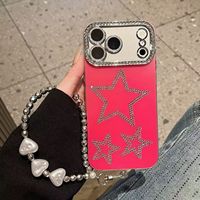 Coque de téléphone personnalisée de luxe style INS anti-rayures avec bracelet perlé et diamants pour iPhone 15 16 17 Pro Max Air