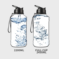 Bouteille d'eau en acier inoxydable à paroi simple de grande capacité 2200 ml, flacon de sport SUS 304, dégradé rose beige avec sangle en nylon
