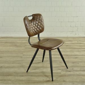 Chaise d'appoint moderne italienne avec dossier, fauteuil en cuir, pieds en métal industriel, chaise de salle à manger avec revêtement en cuir - Product Image 3