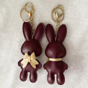 Simpatico cartone animato coniglietto pendente <span class=keywords><strong>portachiavi</strong></span> in pelle alla moda accessori per animali Bowknot per zaino <span class=keywords><strong>portachiavi</strong></span> in pelle alla moda popolare - Product Image 3