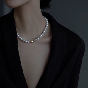 Collar de Perlas de Agua Dulce Naturales de Lujo Ligero para Mujer, Cadena de Clavícula para Suéteres, para Agregar Estilo a Cualquier Atuendo - Product Image 1