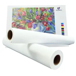 Colorfan premium tahan air Glossy poli katun gulungan kanvas cetakan Inkjet seni cetak kosong digital pencetakan gulungan kanvas