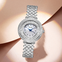Montre-bracelet de luxe pour femme en argent avec diamants sertis, mouvement à quartz en zircon cubique complet, style hip-hop, bracelet en laiton