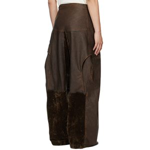 <span class=keywords><strong>Pantaloni</strong></span> Casual da Uomo <span class=keywords><strong>in</strong></span> <span class=keywords><strong>Ecopelle</strong></span> Marrone, Vita Alta, Gamba Dritta, Stile Biker, Modello Baggy - Product Image 3