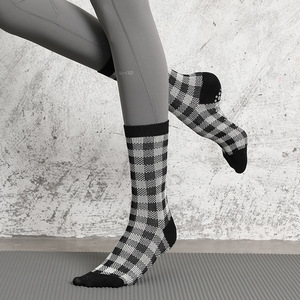 High Quality Spring and Autumn New Cotton Lattice <strong>Socks</strong> Black Unisex Size Yoga Pilates Sports Crew Non-Slip Floor <strong>Socks</strong> - Product Image 1