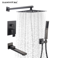 SANIVITAL Ensemble de douche thermostatique mural en laiton complet avec fonction pluie et cascade pour hôtel