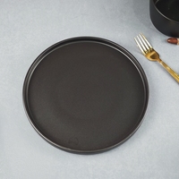 Service de table en céramique 18 pièces, vaisselle en grès noir, assiette, bol, service de table élégant et raffiné pour les fêtes