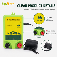 HPSFENCE ODM OEM HPS050 Électrificateur de clôture 12V 0.5J avec adaptateur AC/DC pour systèmes de clôture de pâturages (moutons, chèvres, bovins, chevaux) à usage agricole