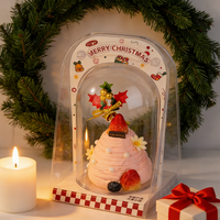 Boîte à dessert en PET de qualité alimentaire, forme unique, gaufrage, boîte à gâteau en forme d'arbre de Noël pour gâteau au fromage, anniversaire