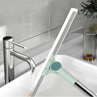 Serpillère à long manche en plastique, raclette multi-usages pour sols de salle de bain, nettoyant durable et écologique, anti-adhésif pour cheveux