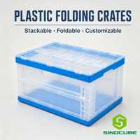 Boîtes de rangement rectangulaires pliables en PP transparent Sinocube, moulées par injection, avec couleur personnalisée pour le stockage en entrepôt