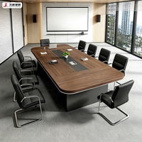 Table de conférence rectangulaire en bois de luxe moderne sur mesure JIUSHUN pour salle de réunion de bureau