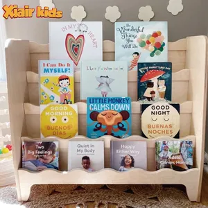 Xiair hölzernes rotierendes Bücherregal Kinderzimmer modern Vorschul Kindergarten Bibliothek Bücherregal für Kind Kita-Buchregal Möbel