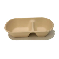 Super march-Caja desechable biodegradable para guardar comida, 2 compartimentos, promoción