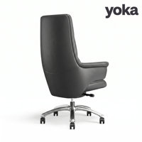 Chaise de bureau exécutive traditionnelle personnalisable en cuir, accoudoirs fixes, dossier solide, structure en acier inoxydable, design ergonomique, pivotante