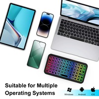 Clavier sans fil mini USB à la mode en gros, rétroéclairage LED RVB pour Mac, Windows, Android, OEM ODM, clavier multifonction intelligent