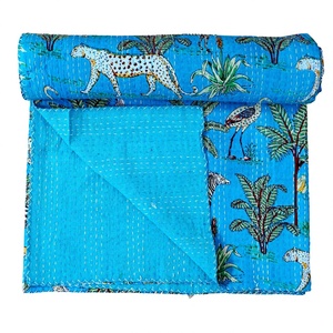 Indian Handmade Vintage Eco-Friendly All-Season Reversible Embroidered <b>Double</b> Size 100% Cotton Kantha for Home use - Product Image 1