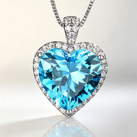 Ensemble de bijoux en argent plaqué avec zircone cubique taille cœur, boucles d'oreilles clous double cœur et collier pendentif, bijoux de mariage pour femme, cadeau