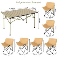 Ensemble de table et de chaises pliantes en tissu pour l'extérieur, cinq ou sept pièces, pour le camping, le pique-nique, le barbecue, les fêtes