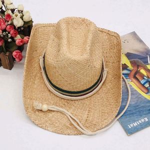 Wholesale Western Cheap Mens Raffia <b>Straw</b> Flat Brim Cowboy <b>Hats</b> for Men - Product Image 1