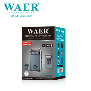 WAER WA-6146 Rasoir Électrique Portable à Double Lame, Tondeuse à <span class=keywords><strong>Barbe</strong></span> Sans Fil Rechargeable USB, Acier Inoxydable, Lame Oscillante pour Camping-Car - Product Image 5