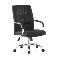 Chaise de bureau d'usine avec roue Meilleur prix chaise pivotante en cuir noir chaises de bureau chromées