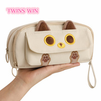 Hermosa apariencia, bolsa de lápiz de gran capacidad, portátil, multicapa, encantador diseño de gato 3D, estuche para bolígrafos para estudiantes
