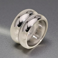 Bague tendance européenne et américaine en acier inoxydable double couche pour femme, design simple et uni, cercle, gourde, arc, vente en gros transfrontalière