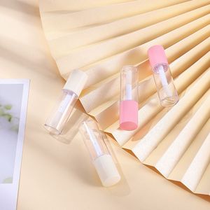 Cylindrical Transparent <b>Lip</b> Gloss Tube 10ml With Large Brush Head Empty Cosmetic Packaging Plastic Material - Product Image 3